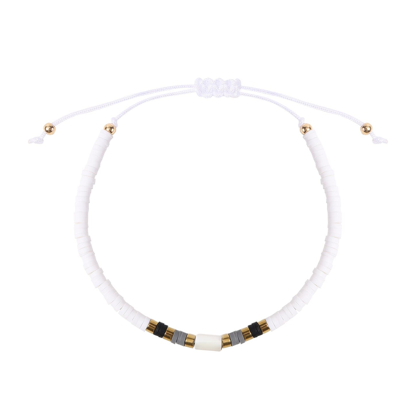 12pcs Smoky Shell Beads Stackable Bracelet Polymer Beaded Stretch Bracelet Bohemia Aesthetic Summer Beach Jewelry for Women
