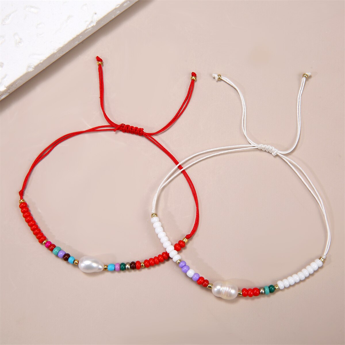 boho 12pcs/lot Colorful Czech Seed Beads Charms Bracelet Hand Woven Stackable Pearl Pendant Anklets Bracelets Jewelry Gift