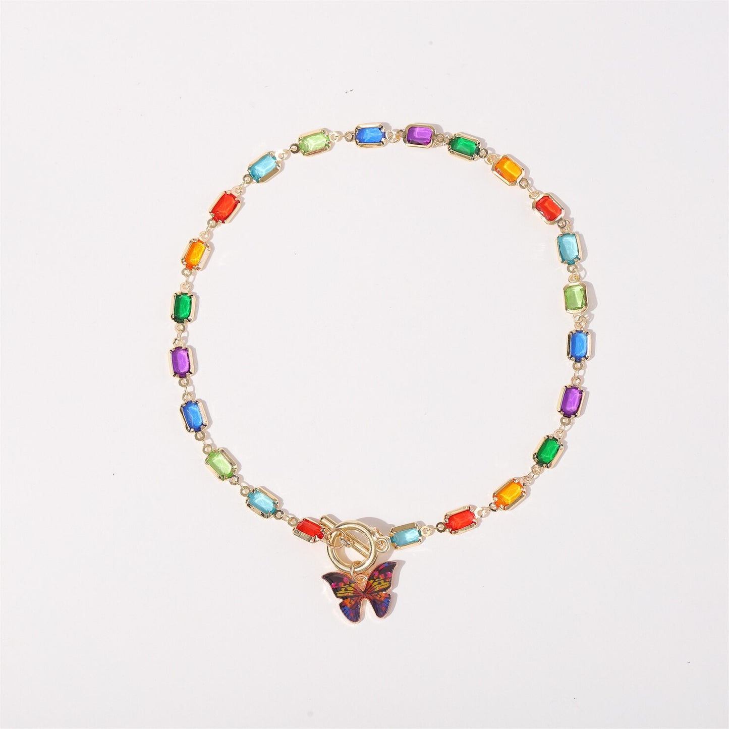 2023 Crystal Glass Chain Butterfly Pendant Necklaces for Women Grils Luxury Color CZ Chokers Jewelry Gifts