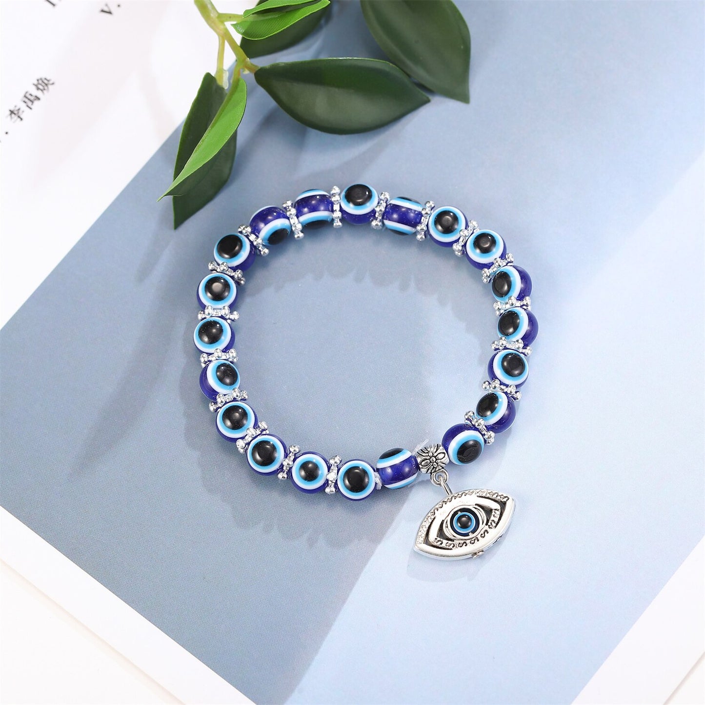 Turkish Blue Eyes Bracelet Fatima Palm Evil Eye Beaded Bracelets for Men Women Amulet Jewelry