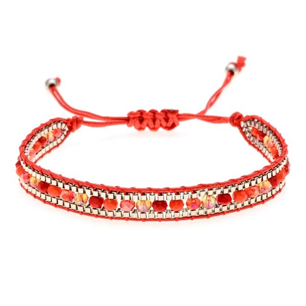 Bohemia Weave Bracelets for Women Adjustable Rope Chain Crystal Charms Braided Yoga Bracelet Bangle Jewelry Gift Wholesale