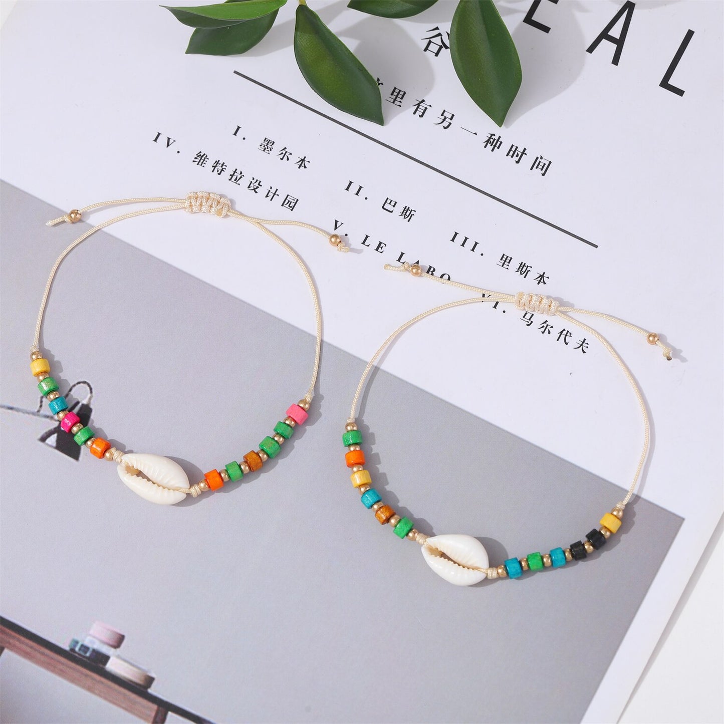 12pcs/lot Boho-color Crystal Shell Beaded Friendship Bracelets Handmade Strand Bracelet Bangles Jewelry for Summer Wholesale