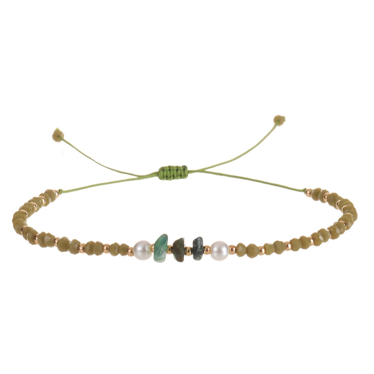 Faceted Crystal Bead Natural Stone Pendant Bracelet Adjustable Hand Woven Bracelet for Women Men Suitable Gifts Party Jewelry