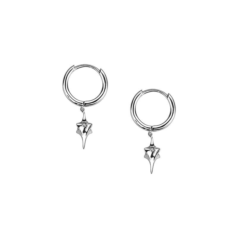 Fashion Geometric Three-dimensional Star Earrings for Men Punk Ins Metal Frosty Wind Earrings Statement Jewelry Gift 1 Pairs