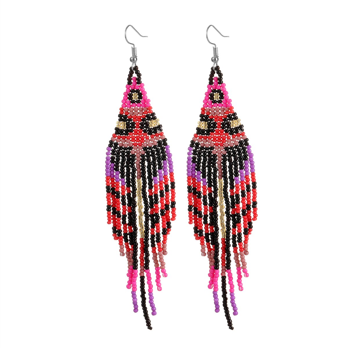 Bohemian Colorful Resin Seed Beaded Round Earrings for Women Girls Statement Dangle Earrings Ethnic Jewelry