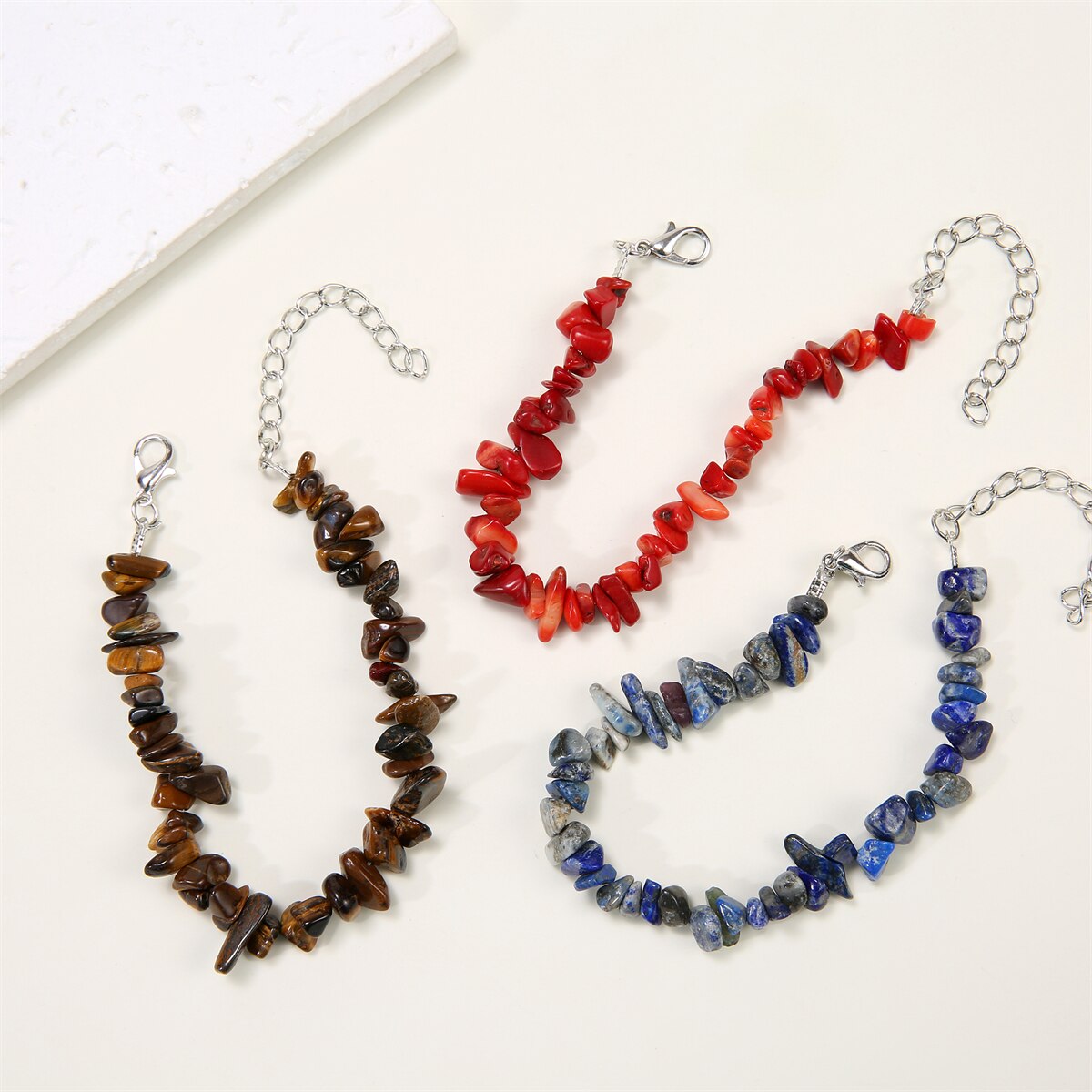 1pc Natural Stone Chakra Crystal Healing Gemstone Stretch Bracelets Tumble Polished Align Increase Communication Reiki Bracelets