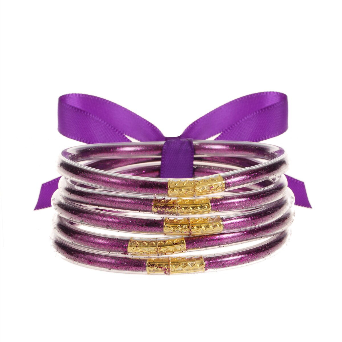 Multi-Layered Jelly Bangles Bracelets for Women Glitter Filled Jelly Clear Silicone Bracelets for Girls Wide Wristband Jewelry