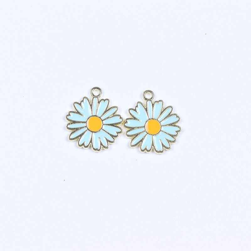 2pcs/lot Metal Drip Oil Sunflower Daisy Plant Pendants for DIY Making Earrings Necklaces Jewelry DIY Accessories Wholesale