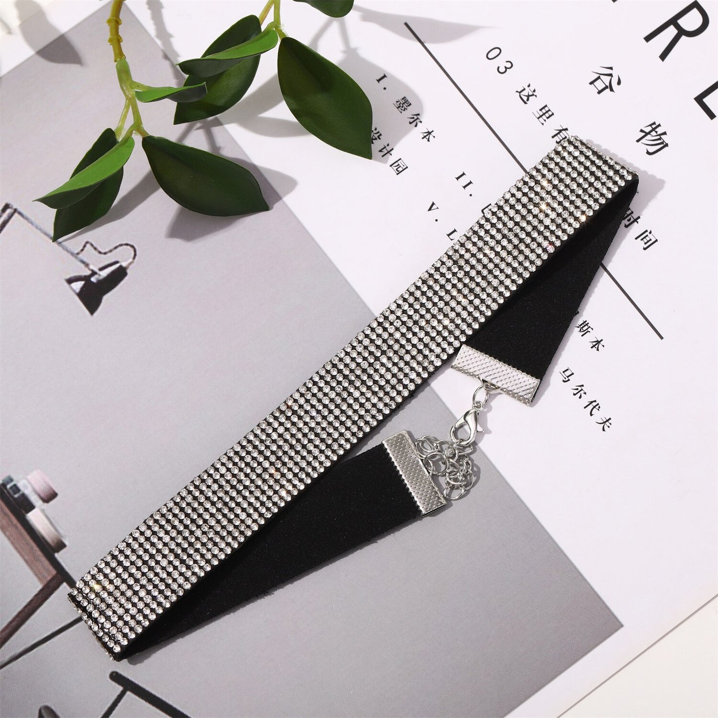 Fashion Shiny Crystal Rhinestone Choker Necklace for Women Black Chain Wedding Accessories Punk Gothic Chokers Jewelry