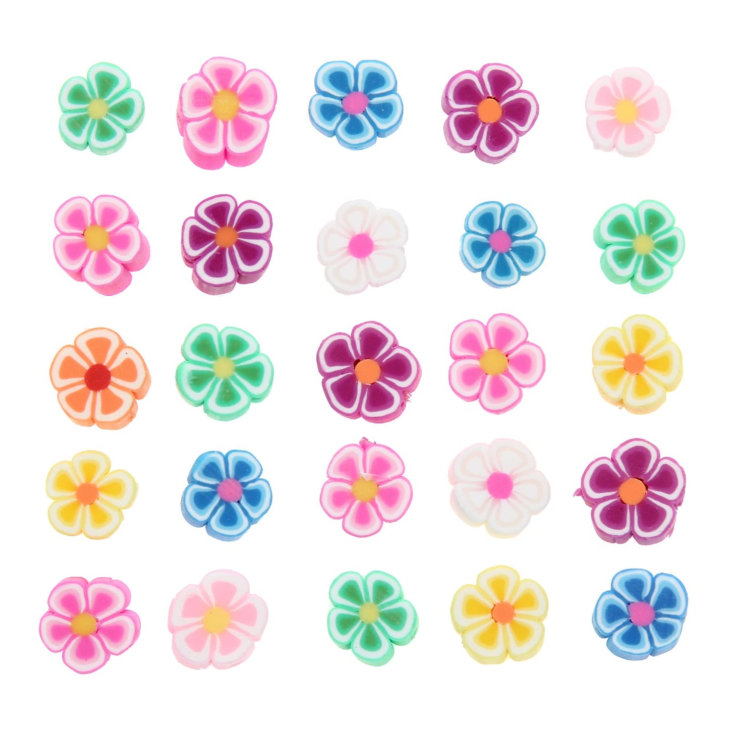50pcs/lot Cartoon Flowers Evil Eye Polymer Clay Spacer Beads for Women Girls Jewelry Making DIY Bracelet Necklace Accessories