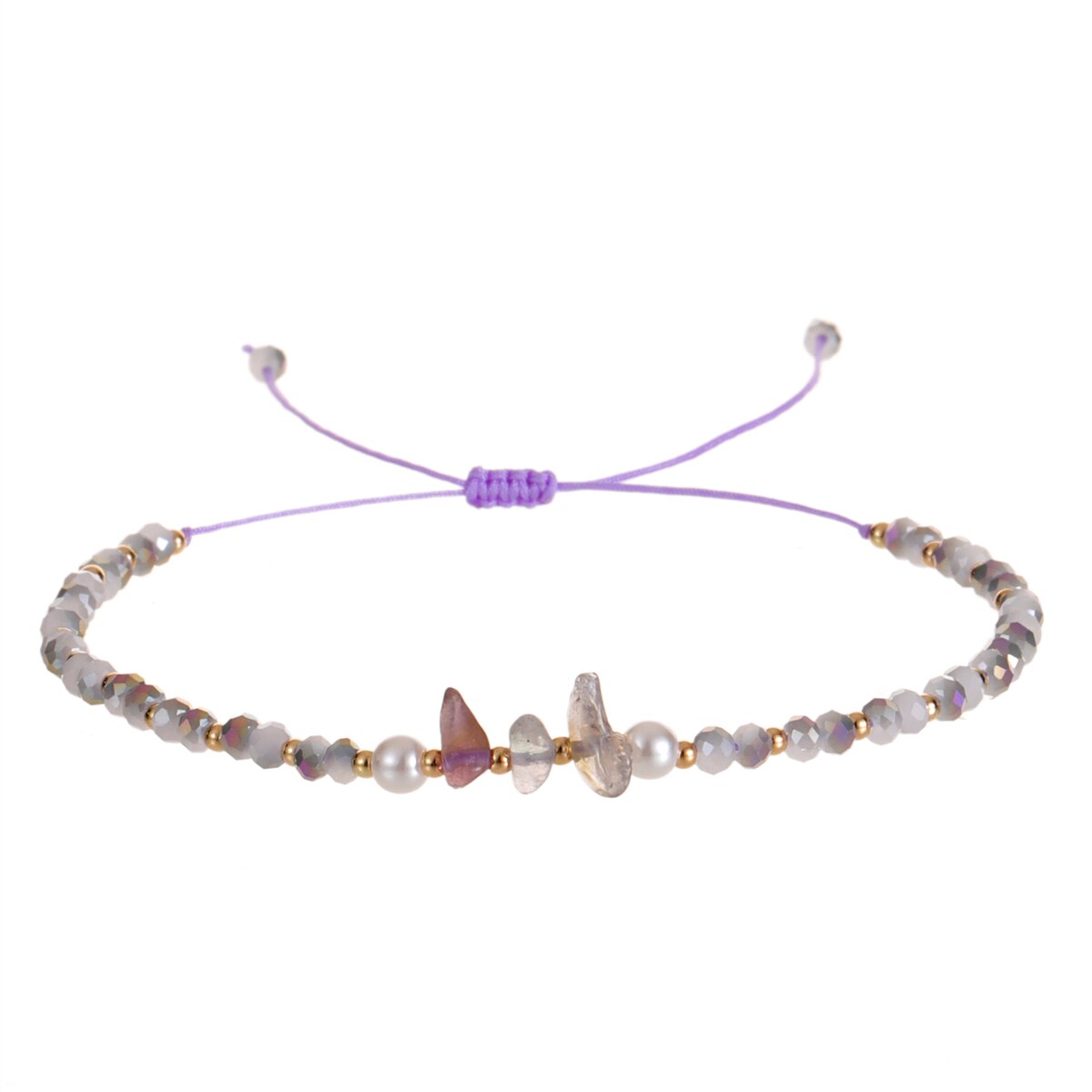 Faceted Crystal Bead Natural Stone Pendant Bracelet Adjustable Hand Woven Bracelet for Women Men Suitable Gifts Party Jewelry