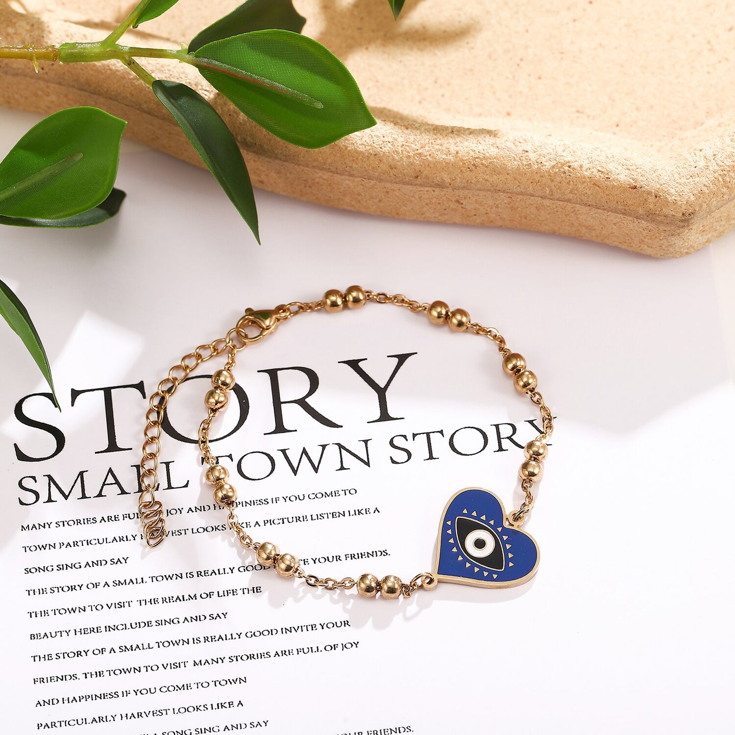 Stainless Steel Oil Drip Evil Eye Pendant Bracelet for Women Men Steel Titanium Minimalist Bangle Anklet Jewelry Wholesale