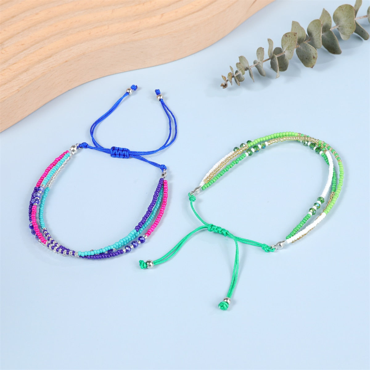Multilayer Glass Beaded Bracelets for Women Handwoven Summer Surf Waterproof Adjustable Size Jewelry Pulsera