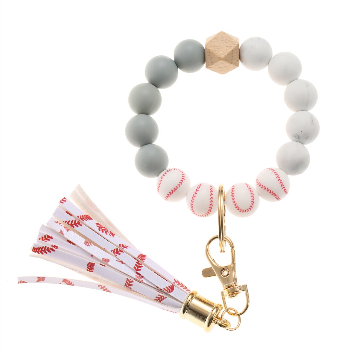 Fashion Silicone Key Ring Bracelets Wristlet Keychain Car Beaded Key Ring Bangle Chains for Women