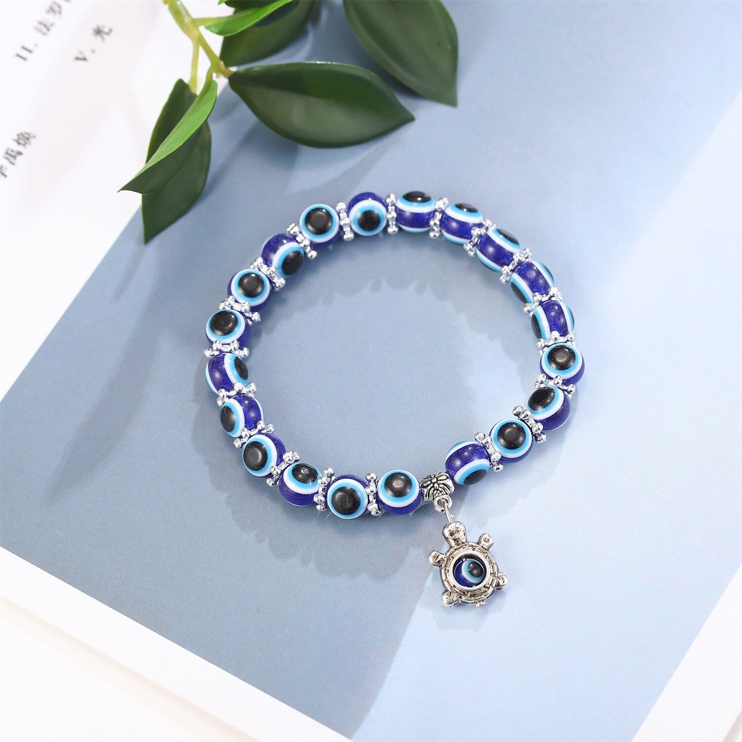 Turkish Blue Eyes Bracelet Fatima Palm Evil Eye Beaded Bracelets for Men Women Amulet Jewelry