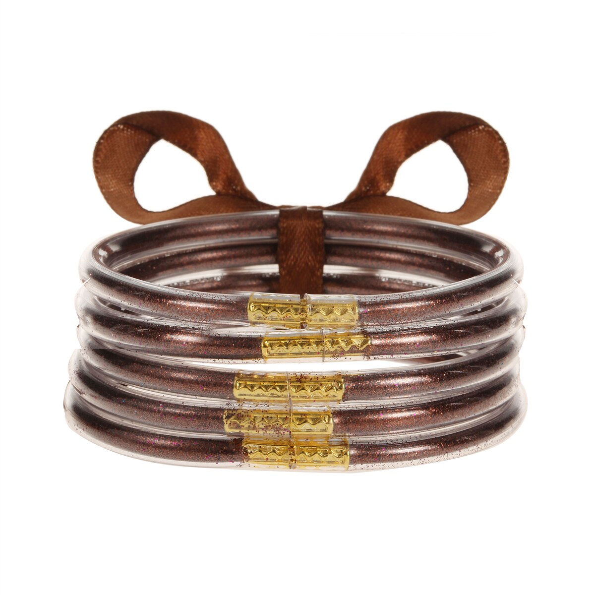 Multi-Layered Jelly Bangles Bracelets for Women Glitter Filled Jelly Clear Silicone Bracelets for Girls Wide Wristband Jewelry