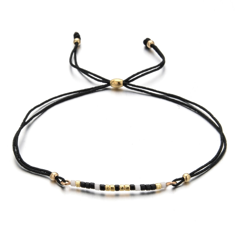 Boho Woman Men Handmade Weave Adjustable Rope Chain Crystal Seed Beads Bracelets Bangle Wristband Fashion Jewelry Drop Shipping
