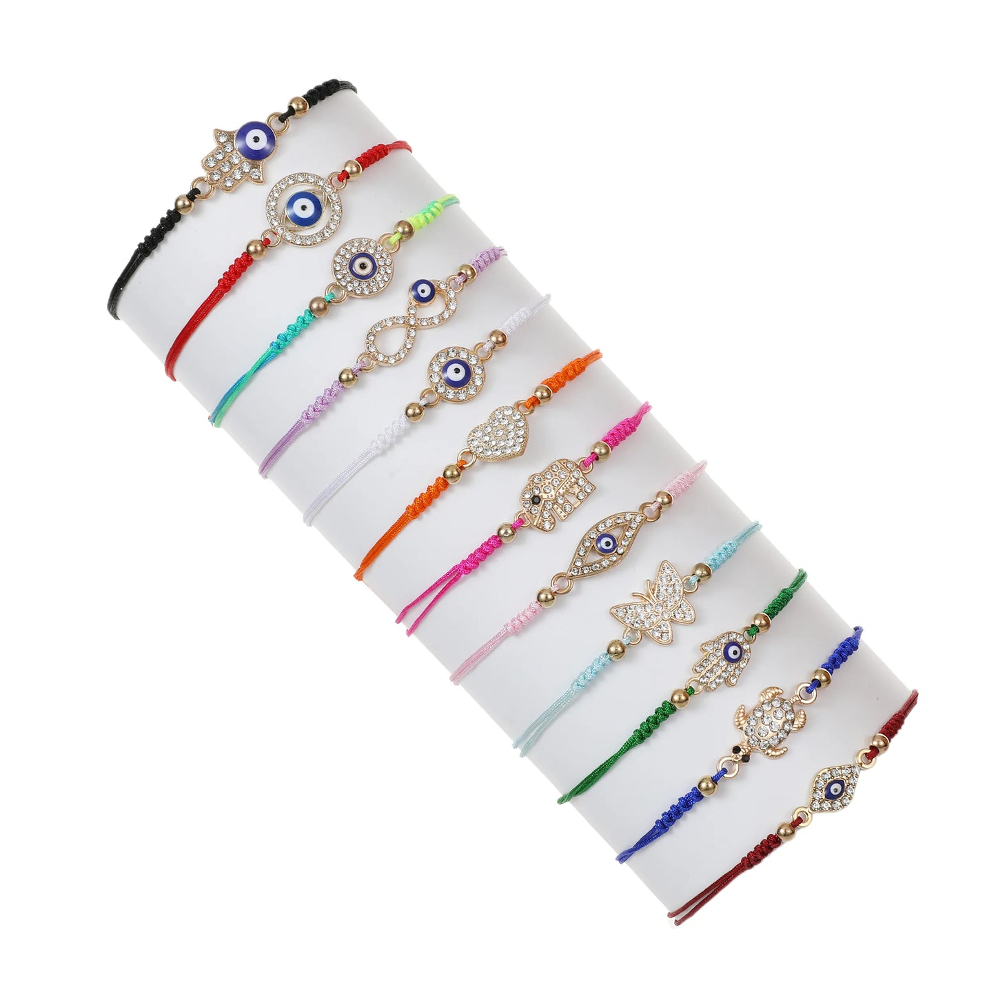 12pcs Butterfly Turtle Animal Pendant Braided Charms Bracelets for Women Evil Eye Rope Chain Anklets Beach Handmade Jewelry