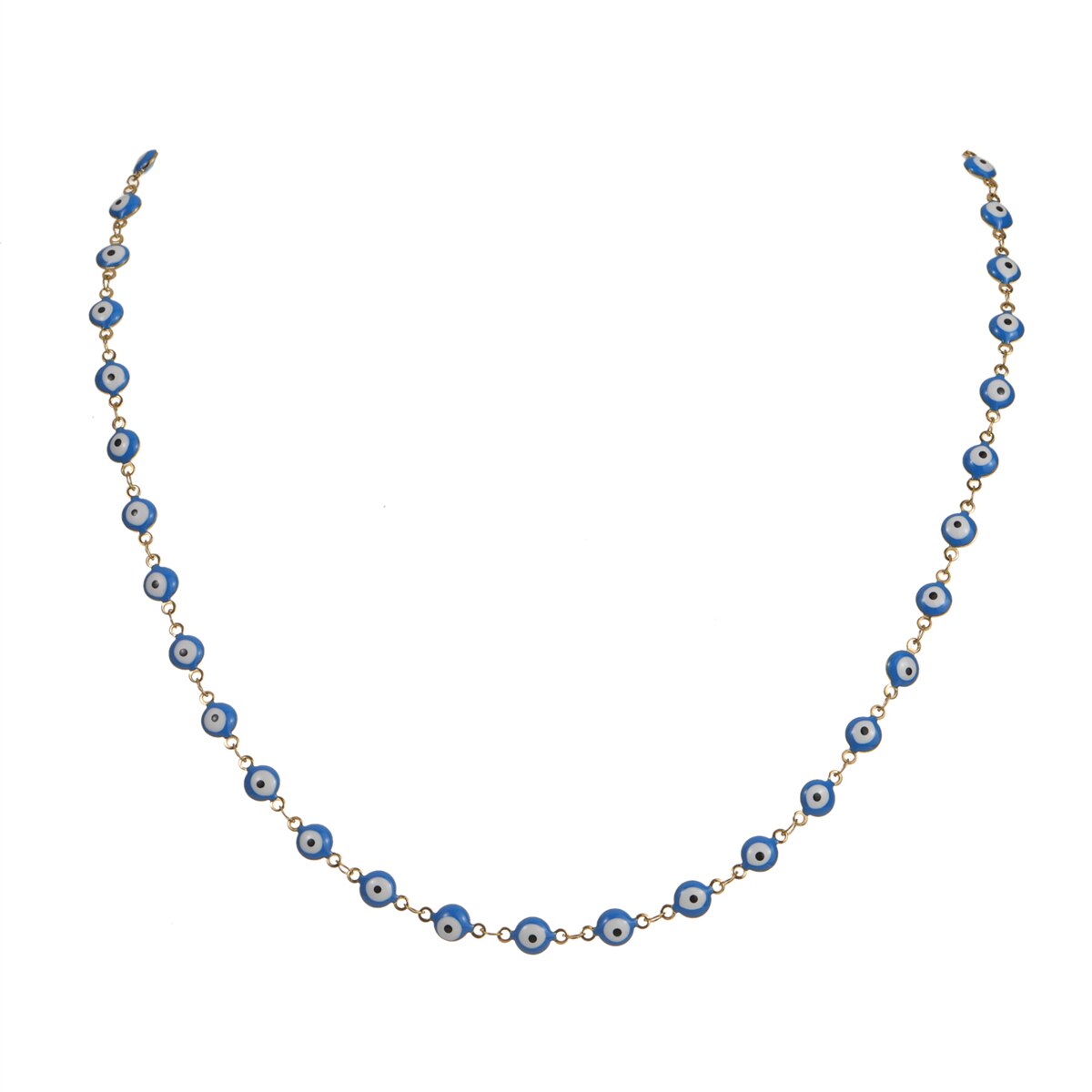 Simple Fashion Evil Eye Beads Chain Choker Necklace for Women Girls Gold Color Stainless Steel Necklace Jewelry Accessories