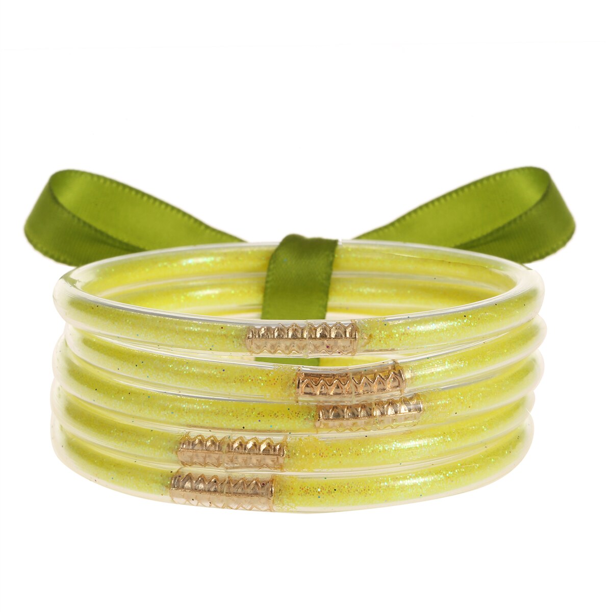 Multi-Layered Jelly Bangles Bracelets for Women Glitter Filled Jelly Clear Silicone Bracelets for Girls Wide Wristband Jewelry