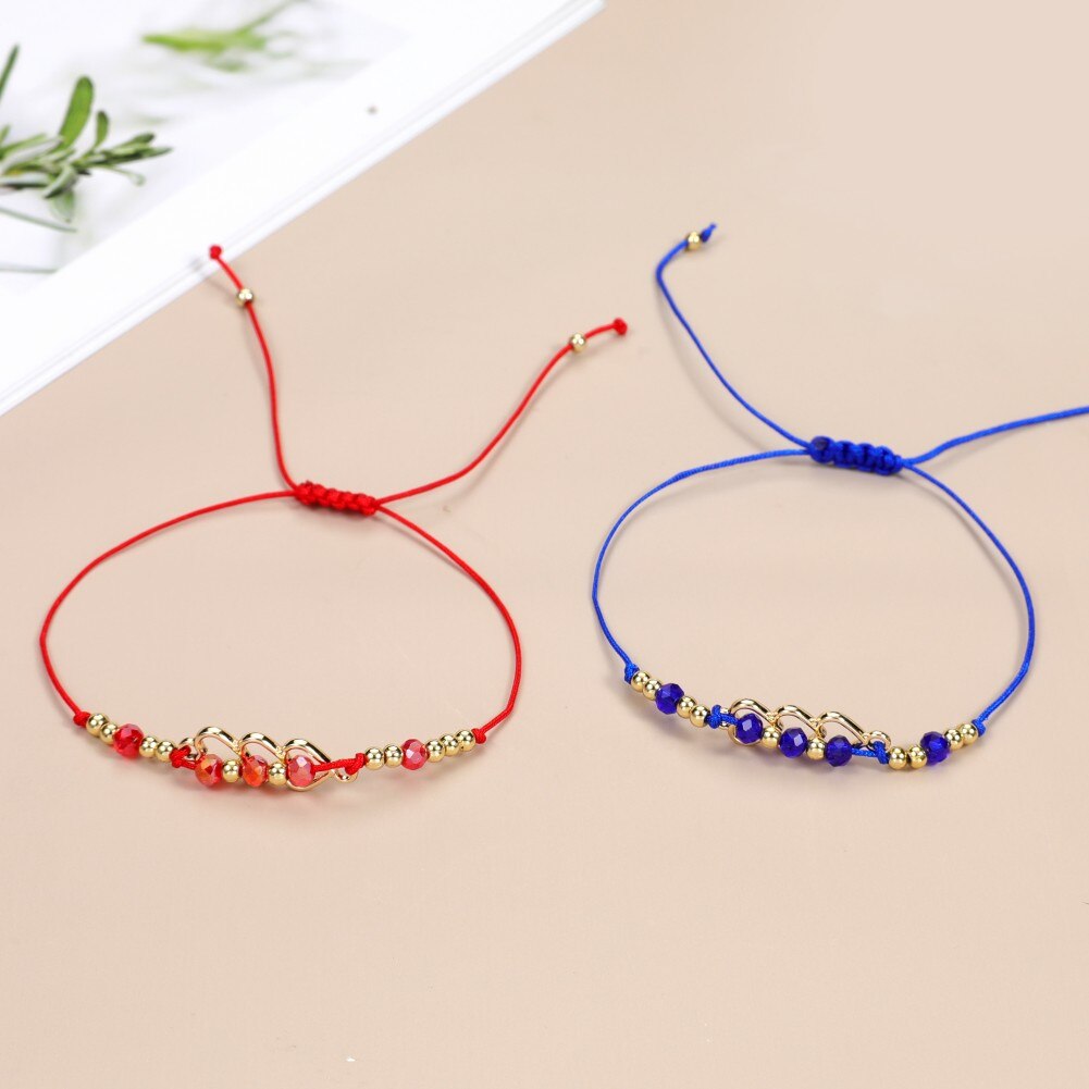 12pcs Crystal Beads Hollow Heart Bracelets for Women Girls Woven Rope Braided Bangle Child Fashion Jewelry Gifts