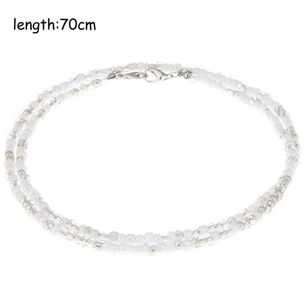 Bohemian Women Crystal Seed Bead Eyeglass Eyewears Sunglasses Reading Glasses Chain Necklace chokers Strap Rope for Mask