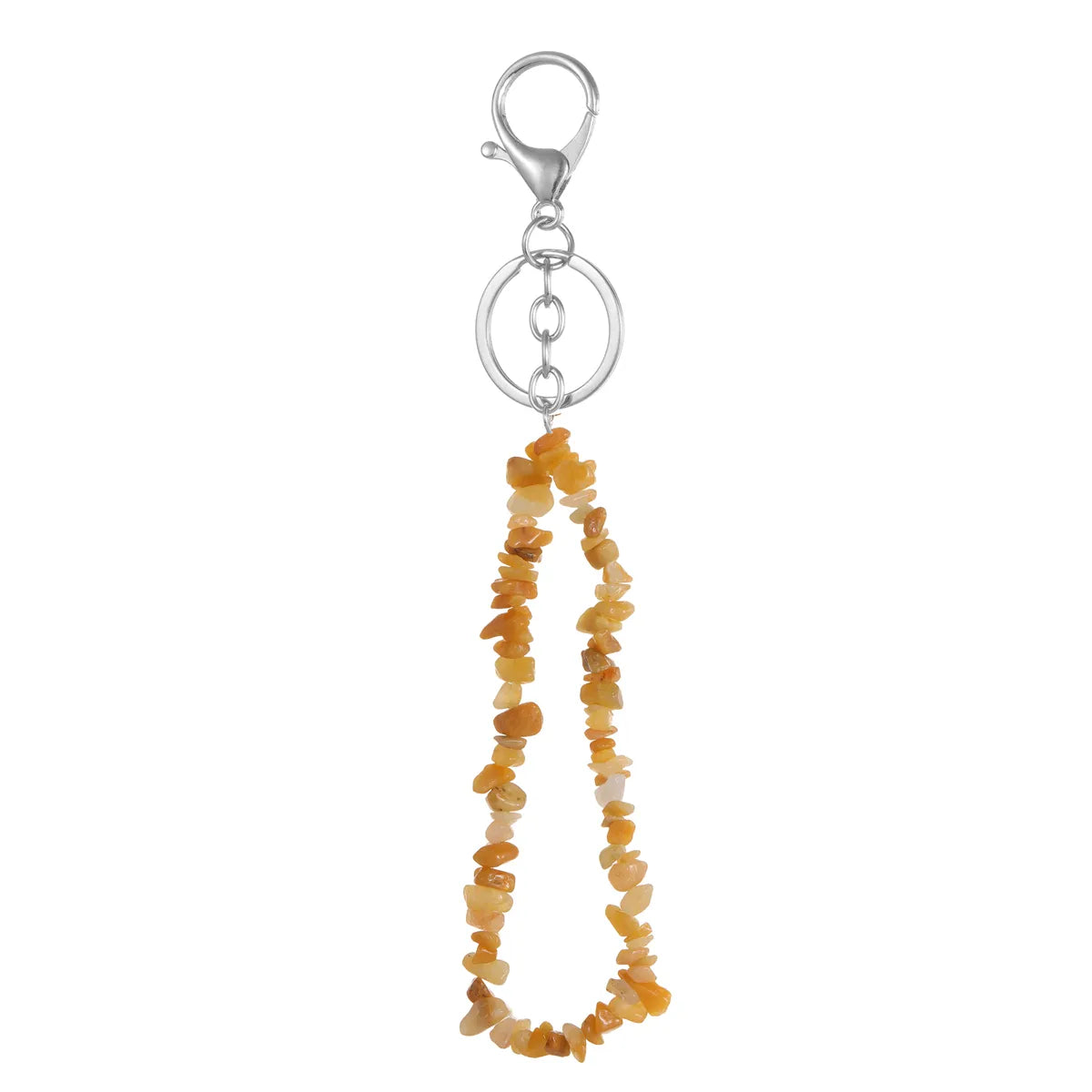Natural Stone Mobile Phone Chain for Men Women Gravel Amethyst Quartz Stone Keychain Anti-lost Lanyard Bag Charm