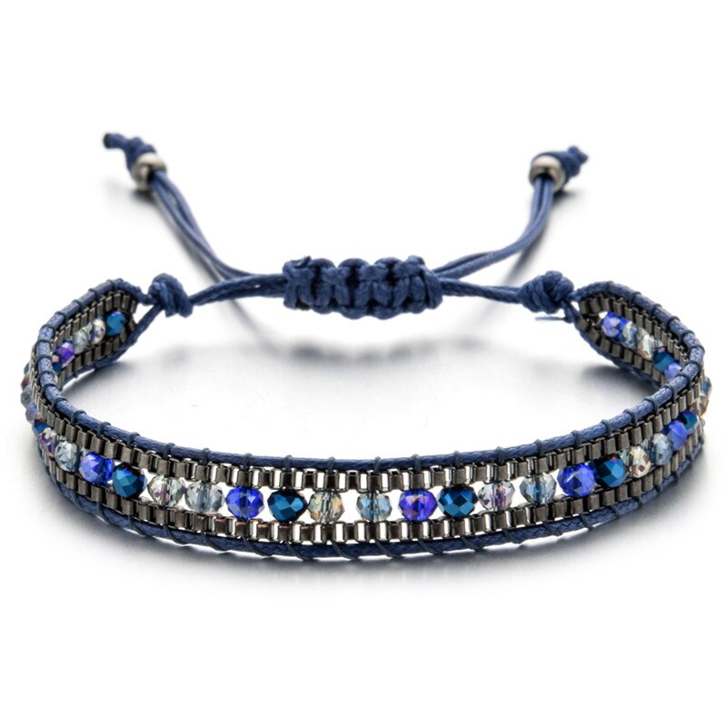 Bohemia Weave Bracelets for Women Adjustable Rope Chain Crystal Charms Braided Yoga Bracelet Bangle Jewelry Gift Wholesale