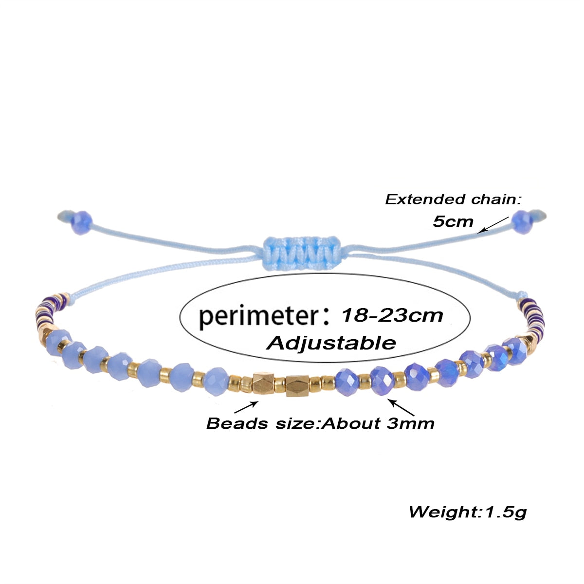 Fashion Glass Crystal Beaded Bracelets for Women Men Bracelet Beads Anklet Wrist Strap Ankle Jewelry Gift