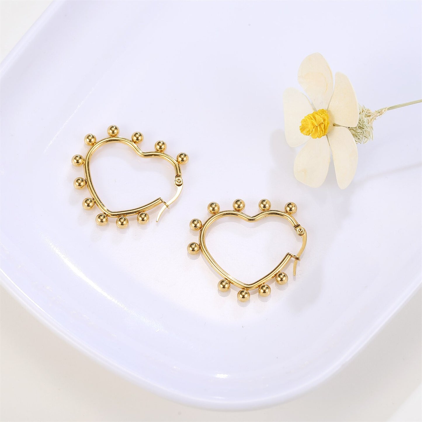 2023 Stainless Steel Heart Star Drop Earrings for Women Girls Big Minimalist Steel Titanium Hoop Earring Jewelry Gift