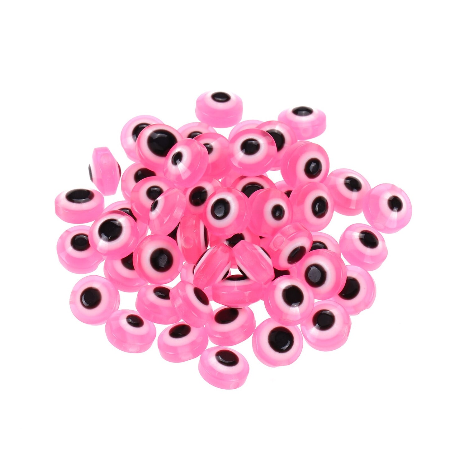 100pcs Evil Eye Beads Royal Blue Resin Lampwork Evil Eye 8MM Beads with Elastic Rope for DIY Crafts Making Accessories