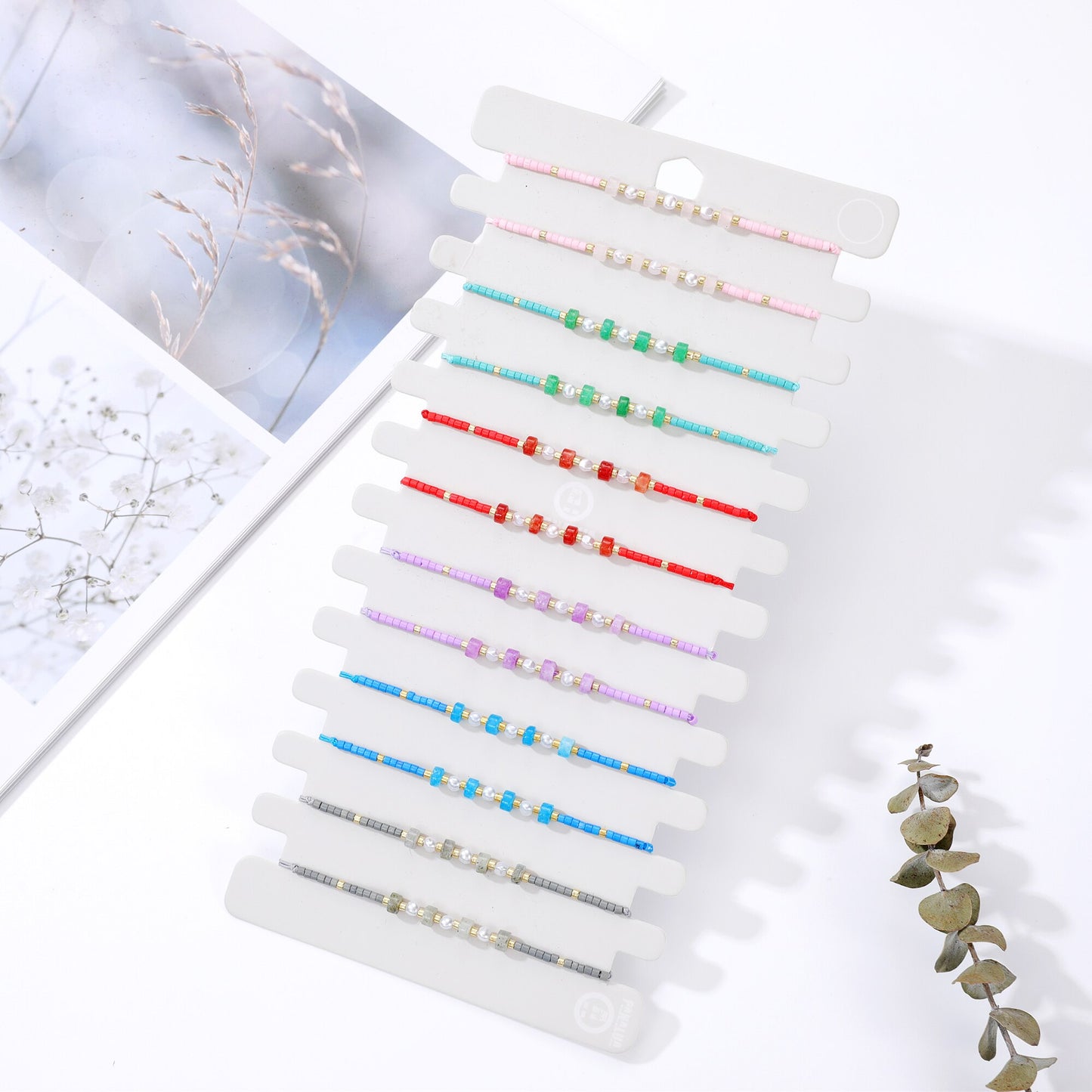 12pcs/lot Japanese Rice Beads Natural Stone Pearl Charms Bracelet for Women Men Adjustable Hand-woven Rope Chain Party Jewelry