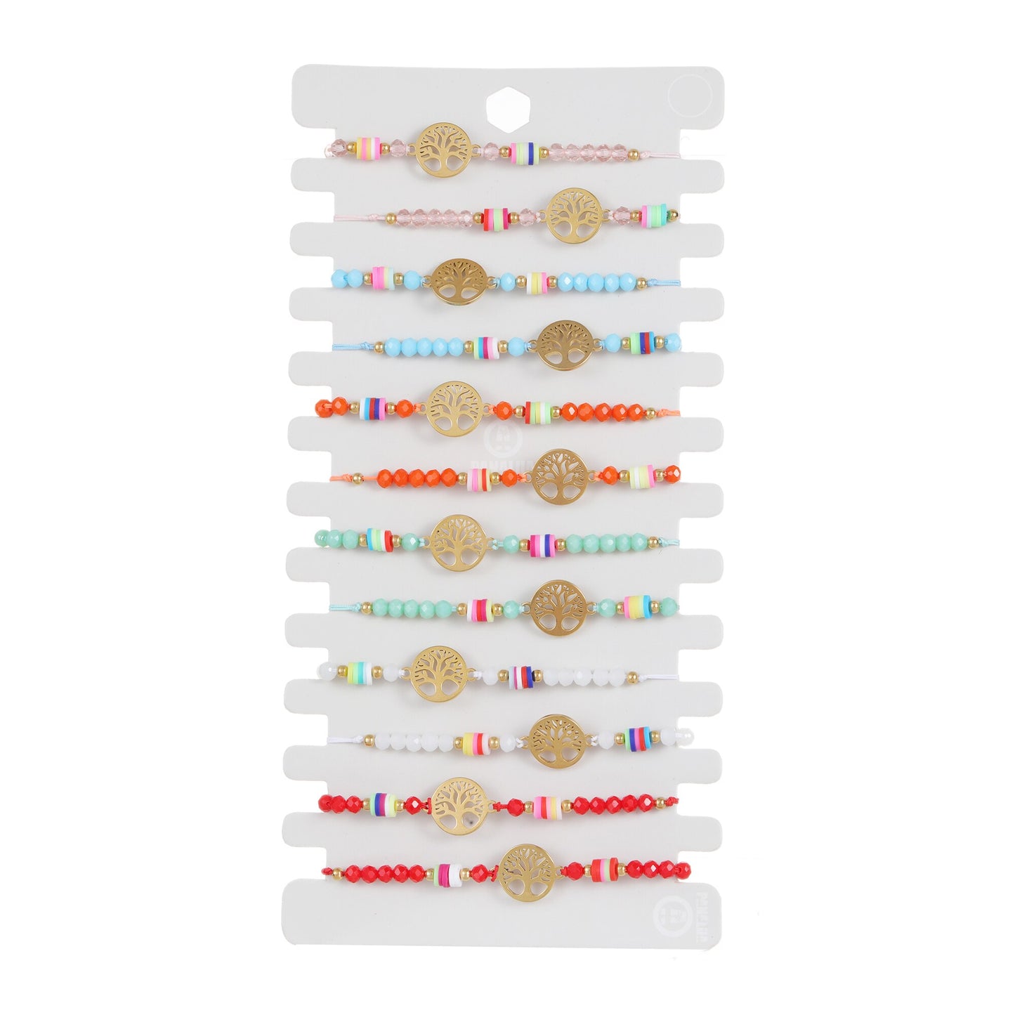 12pcs Tree of Life Charm Bracelets Set Women Adjustable Rope Rhinestone Bracelet Wristband Bohemia Jewelry Wholesale