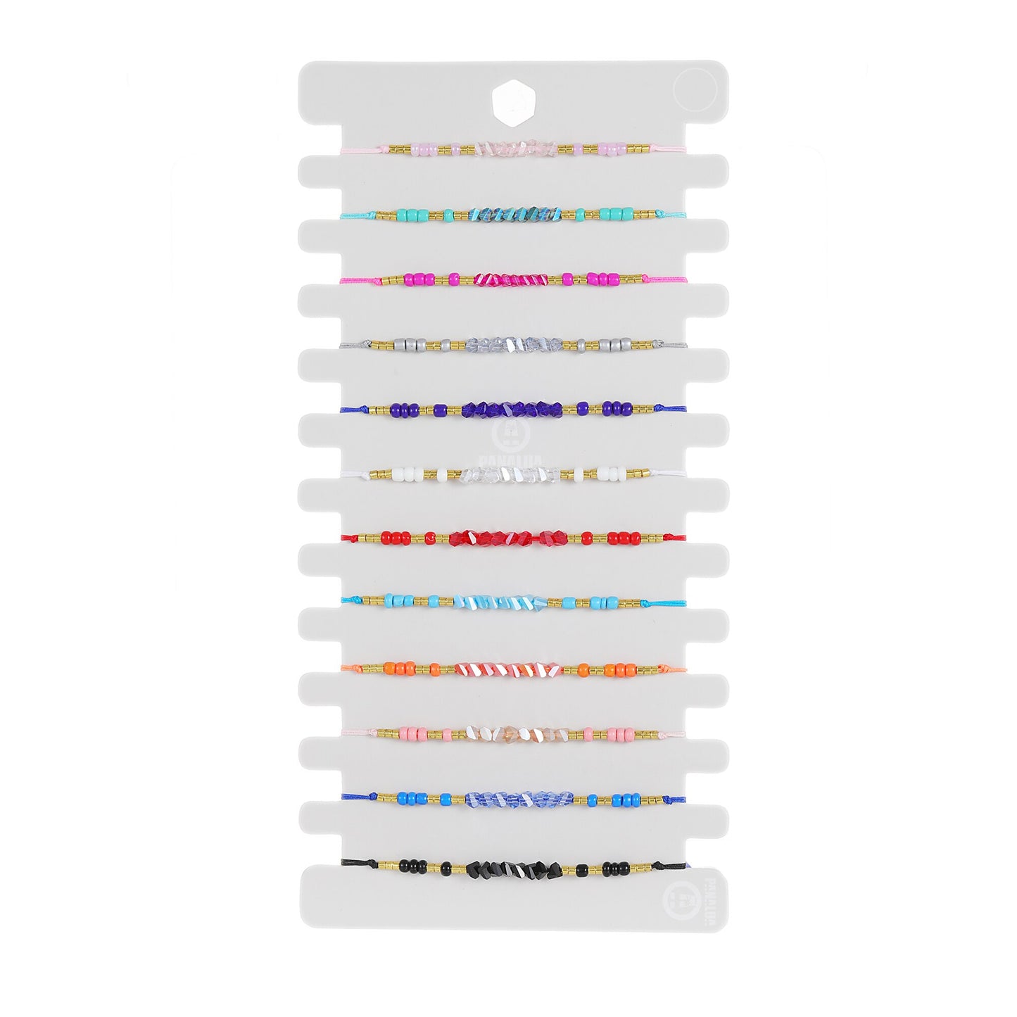 12Pcs Seeds Beads Faceted Crystal Braceles Anklets Adjustable Hand Braided Wax Rope Chain Wristband Cuff Jewelry