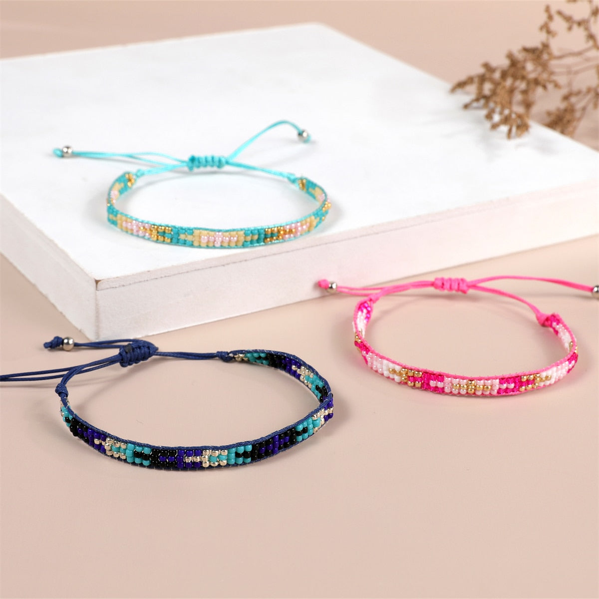 Seeds Bracelet for Women Men Boho Summer Surf Anklet Adjustable Hand Braided Wax Rope Chain Bracelets