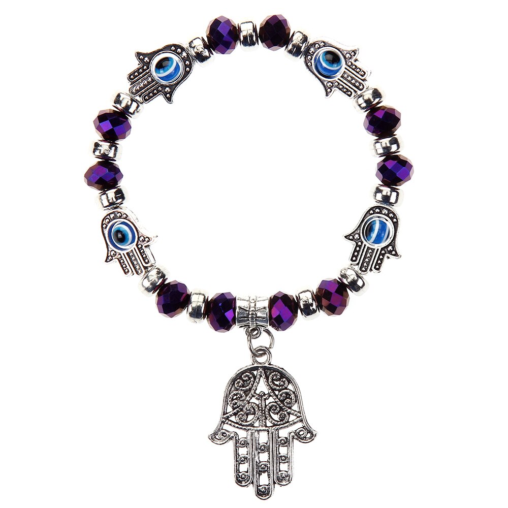 Turkish Evil Eye Charms Bracelet Fatima Hand Beaded Bracelets for Women Men Boys&girls Yoga Amulet Jewelry Bring You Good Luck