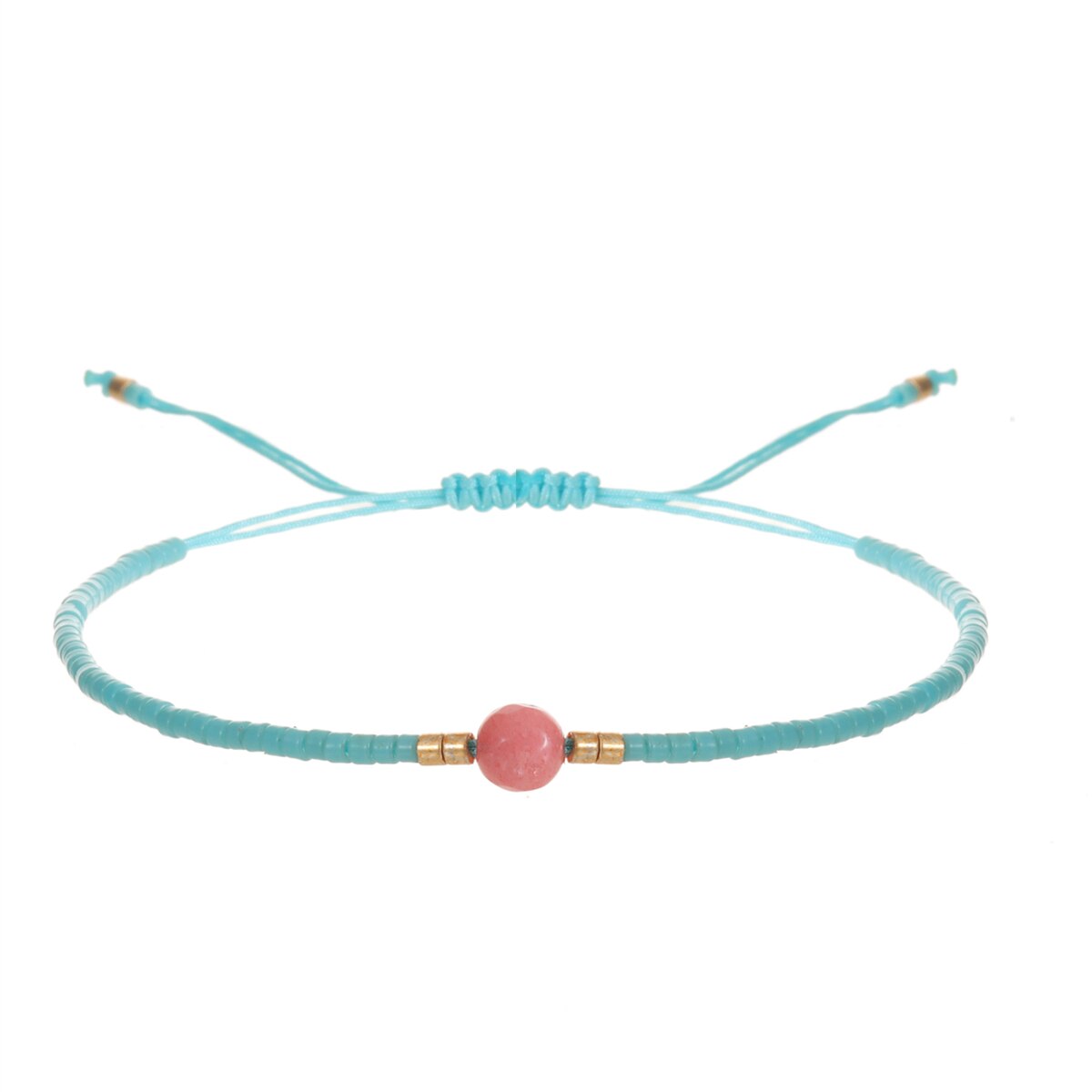 1pc Natural Stone Beads Pendant Charm Braided Bracelets for Women Girls Handmade Adjustable Chain Party Jewelry
