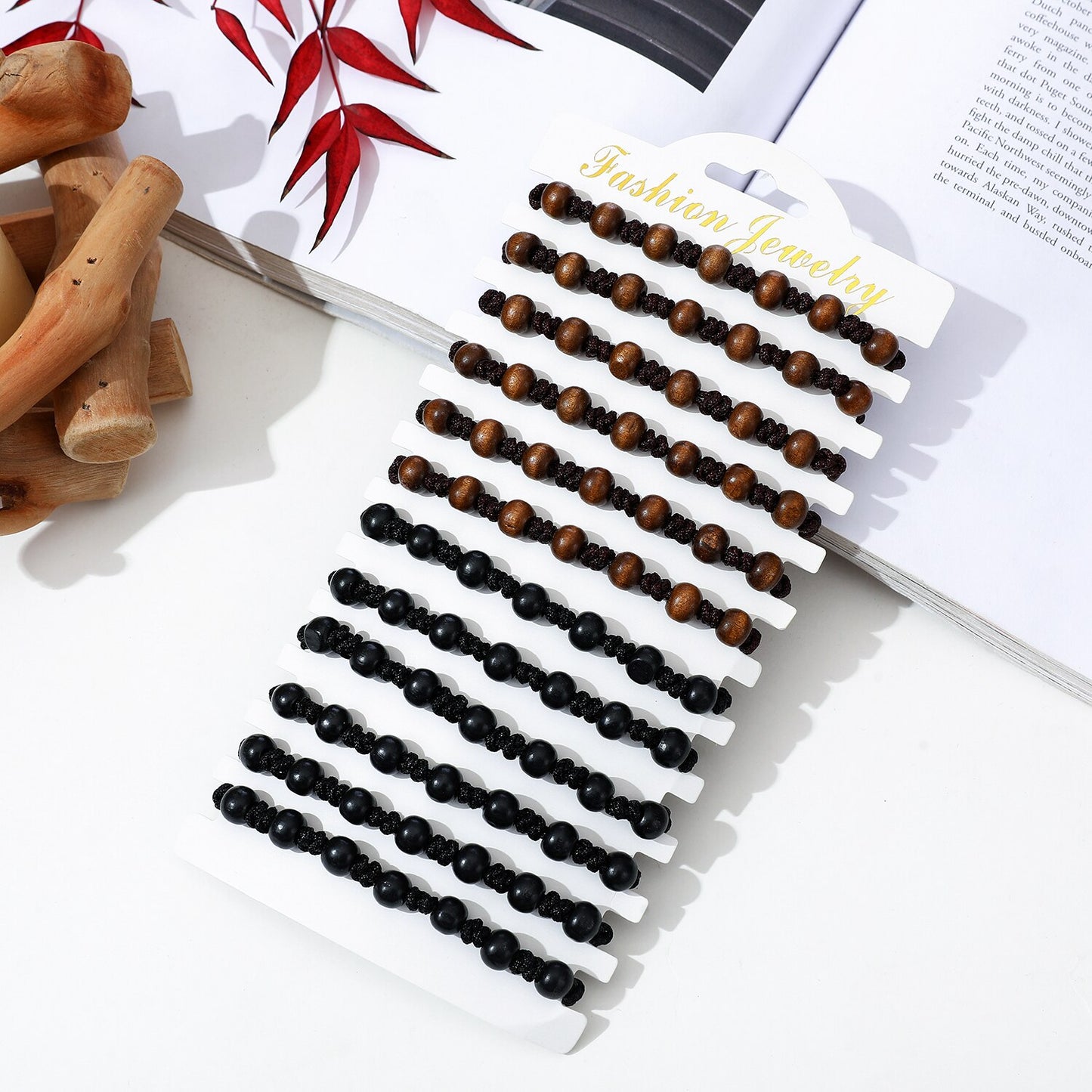 New 12pc/lot Tiger Eye Natural Stone Charms Braided Bracelet Set for Women Men Adjustable Black Rope Chain Wristband Jewelry