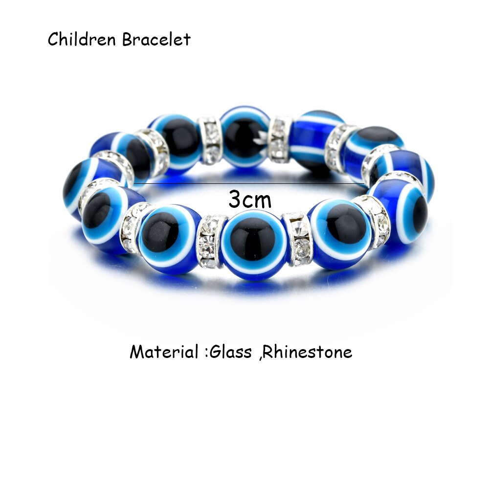 2023 New Turkish Evil Eye Elastic Bracelet Charms Crystal Beaded Bracelets for Girl Kids Jewelry Gift Wholesale