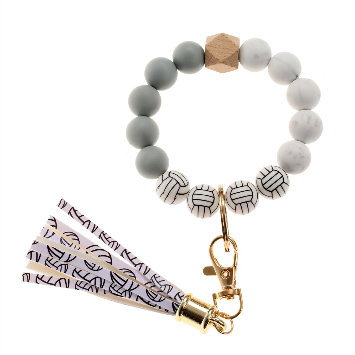 Fashion Silicone Key Ring Bracelets Wristlet Keychain Car Beaded Key Ring Bangle Chains for Women