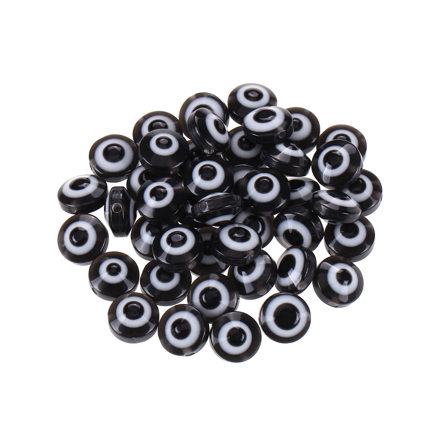 100pcs Evil Eye Beads Royal Blue Resin Lampwork Evil Eye 8MM Beads with Elastic Rope for DIY Crafts Making Accessories