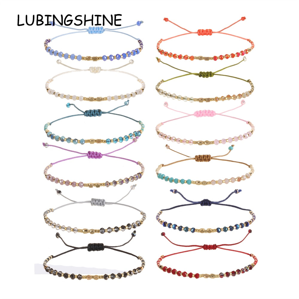 Fashion Glass Crystal Beaded Bracelets for Women Men Bracelet Beads Anklet Wrist Strap Ankle Jewelry Gift