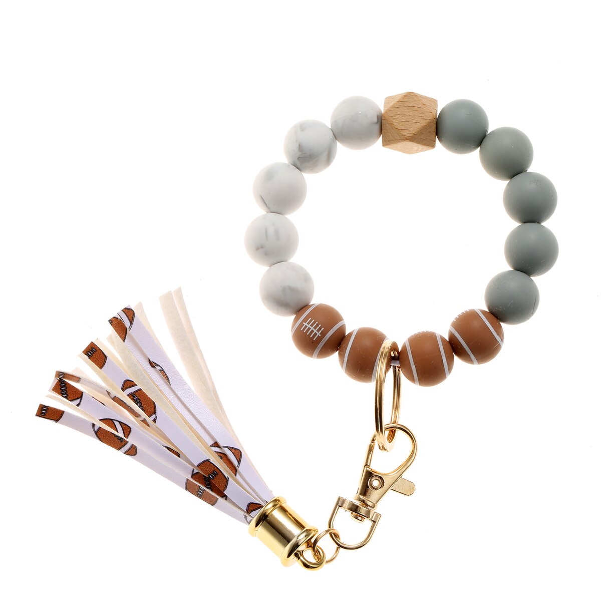 Fashion Silicone Key Ring Bracelets Wristlet Keychain Car Beaded Key Ring Bangle Chains for Women