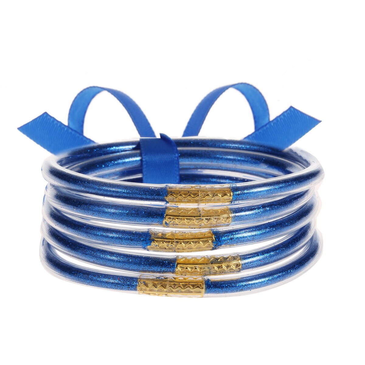 Multi-Layered Jelly Bangles Bracelets for Women Glitter Filled Jelly Clear Silicone Bracelets for Girls Wide Wristband Jewelry