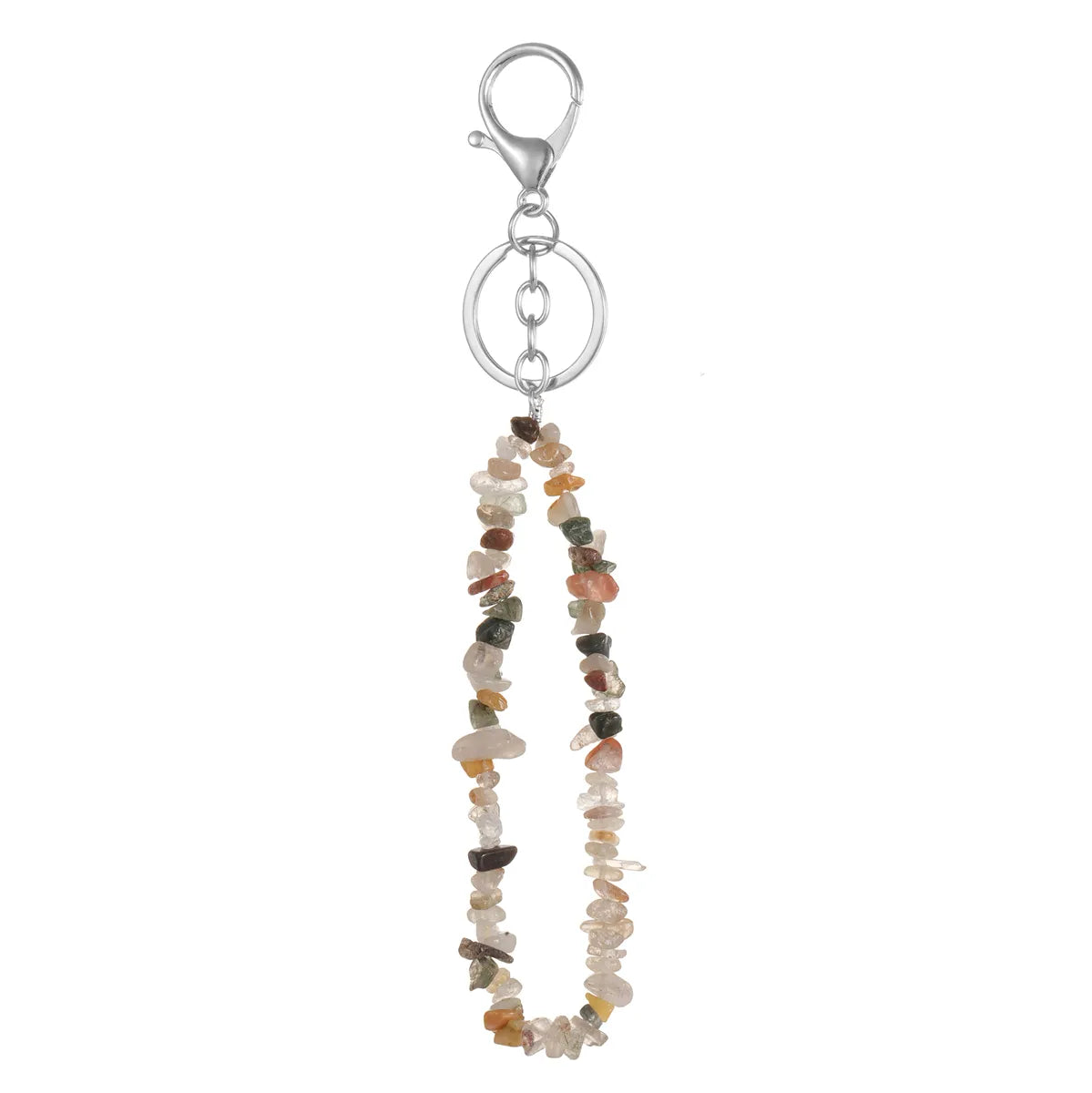 Natural Stone Mobile Phone Chain for Men Women Gravel Amethyst Quartz Stone Keychain Anti-lost Lanyard Bag Charm