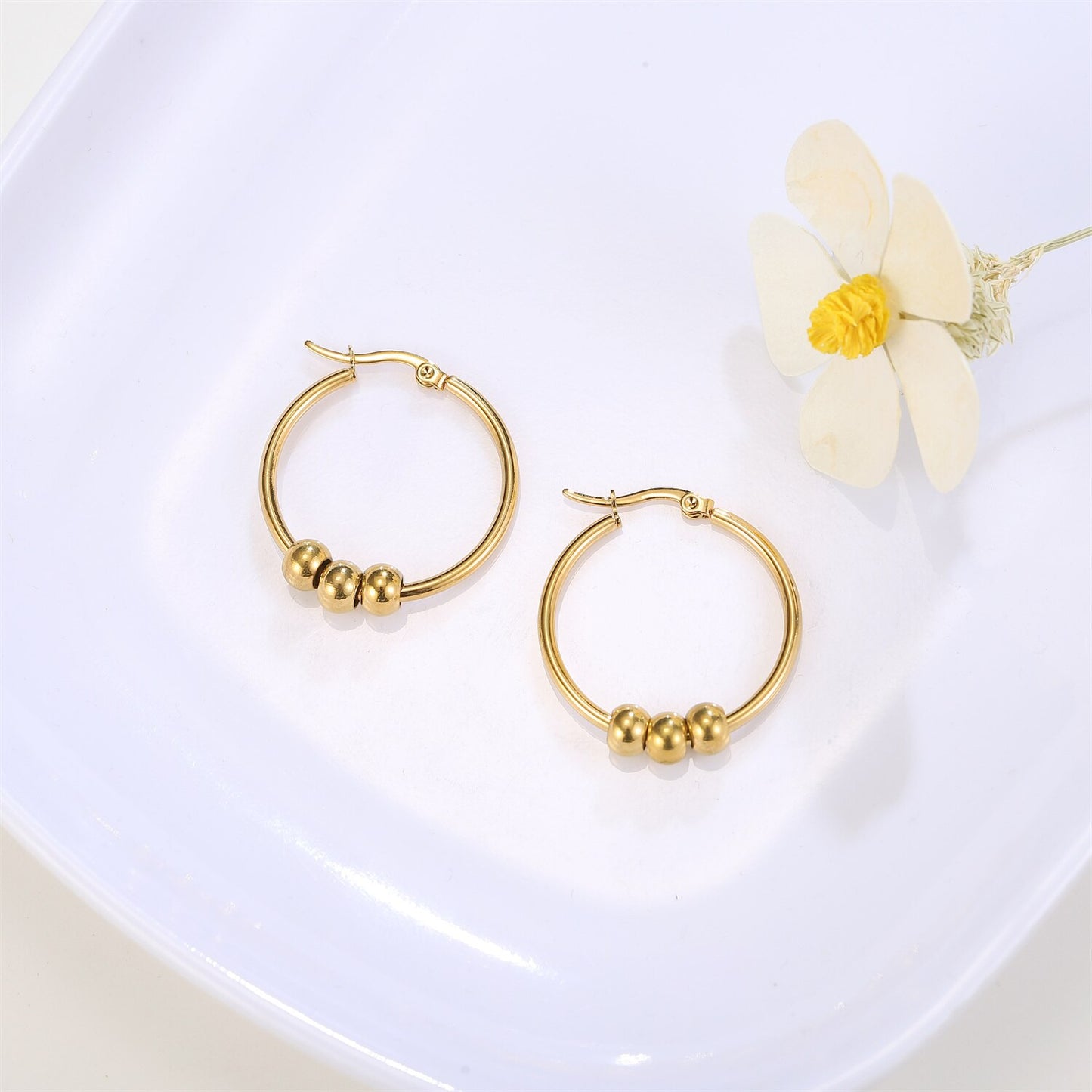 2023 Stainless Steel Heart Star Drop Earrings for Women Girls Big Minimalist Steel Titanium Hoop Earring Jewelry Gift
