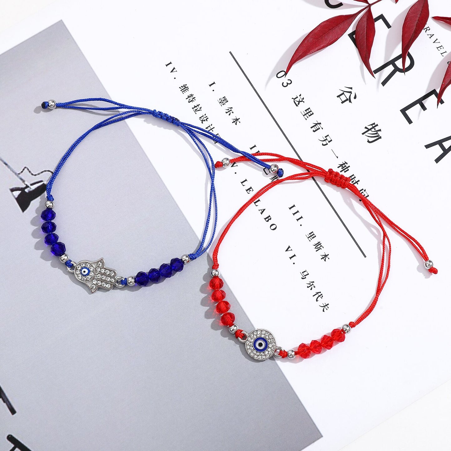 Boho 12pcs/Sets Infinite Love Heart Bracelets for Women Child Rhinestones Adjustable Rope Chain Evil Eye Charms Anklets Jewelry