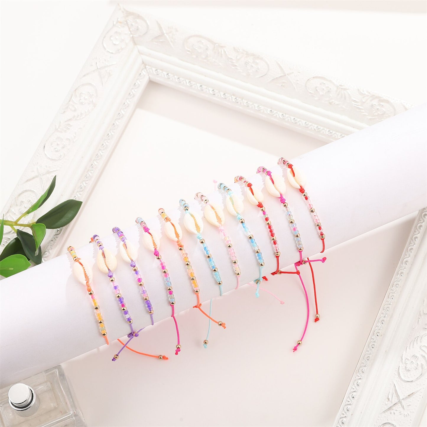 12pcs Colorful Seed Beads Shell Charms Braided Bracelets for Women Child Adjustable Rope Chain Anklets Beach Handmade Jewelry