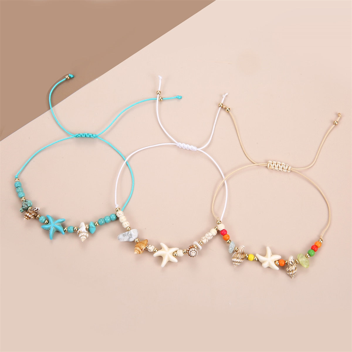 12pcs Shell Bracele Conch Anklets for Women Turquoise Summer Beach Foot Chains Charms Bracelets Wholesale