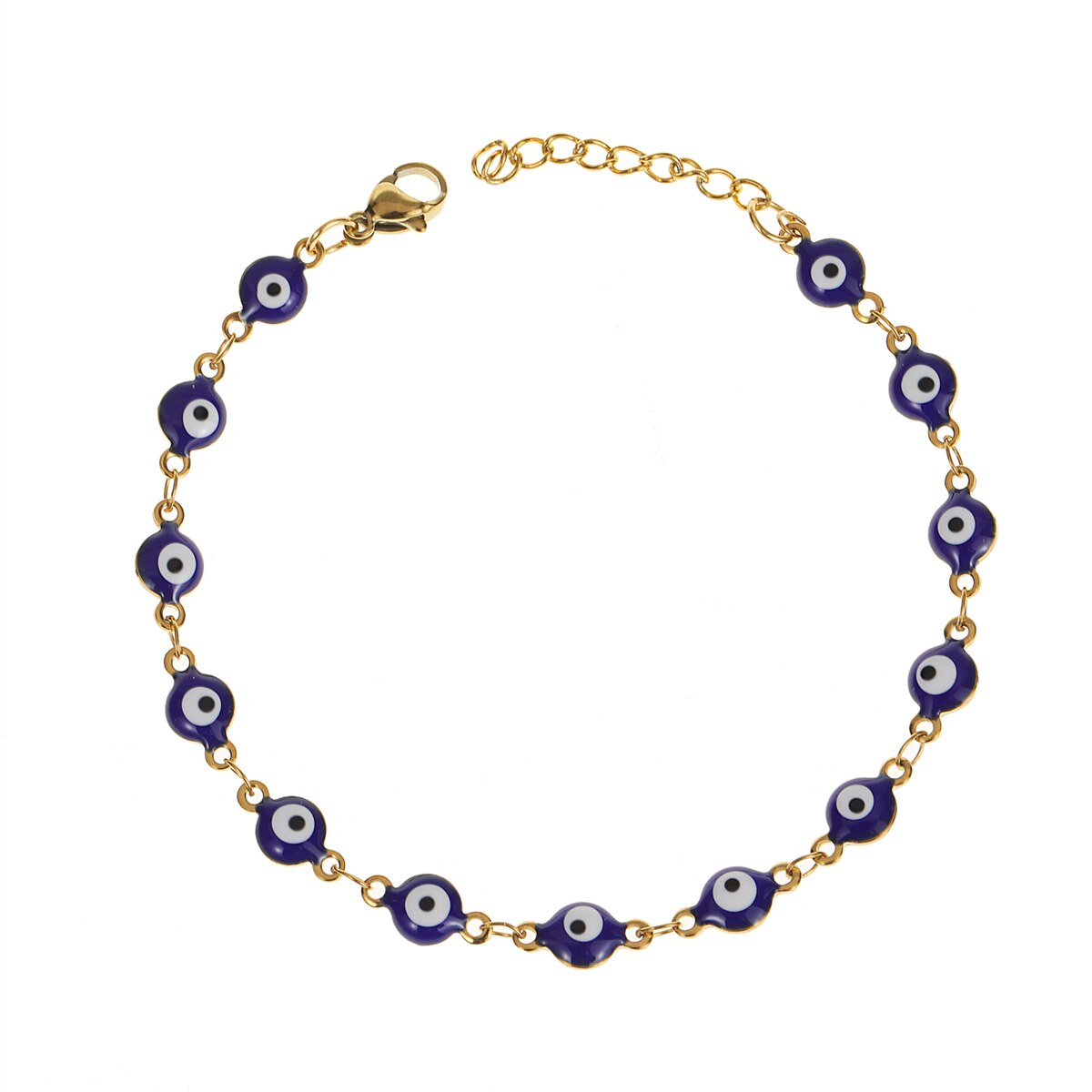 Stainless Steel Bracelets for Women Men Plated Gold Color Chain Simple Evil Eye Amulet Jewelry Gift